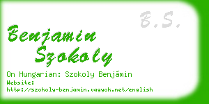 benjamin szokoly business card